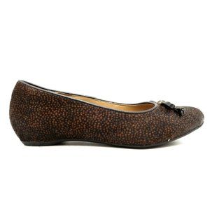 Clarks Artisan Black Speckled Calf Hair Bow Toe Slip On Flats Shoes Women's 6 M